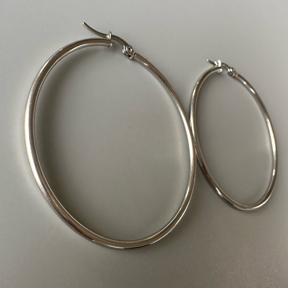Stainless Steel Non Tarnish Classic Hoop Earrings 50mm - Picture 7 of 12